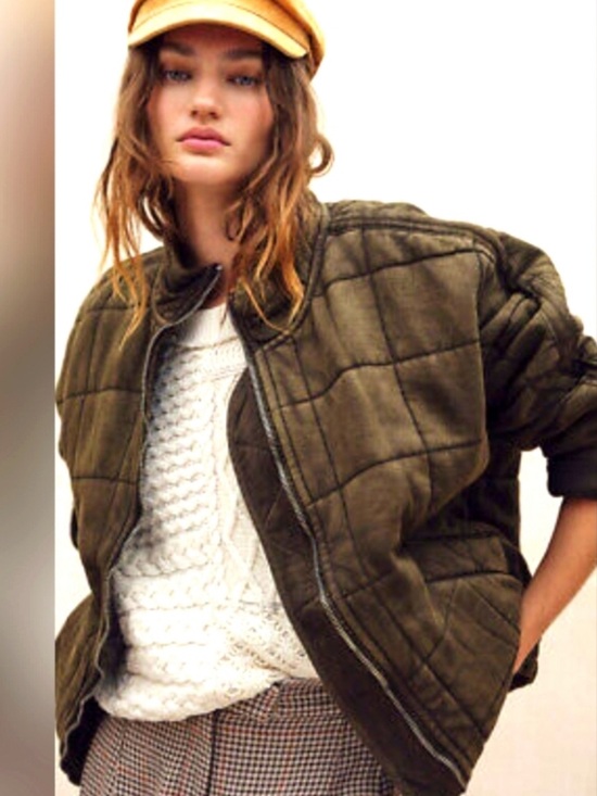 Free People Jackets & Blazers - Free People Dolman Quilted Knit Jacket Olive Green